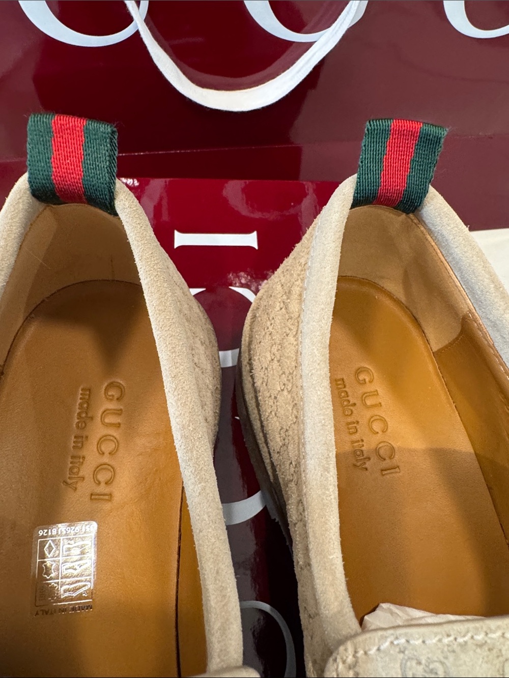 Gucci MEN Beige Suede Micro GG Monogram Penny Loafers  Oatmeal EUR 9.5 US 10.5 - Picture 9 of 16
